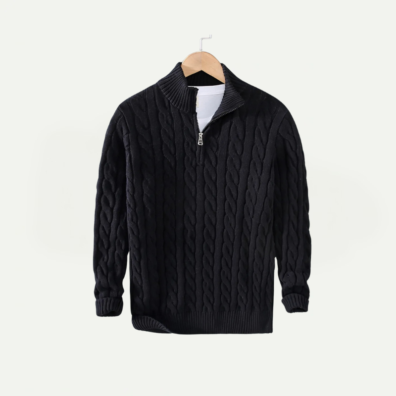 Lockerer Strickpullover mit Reißverschluss