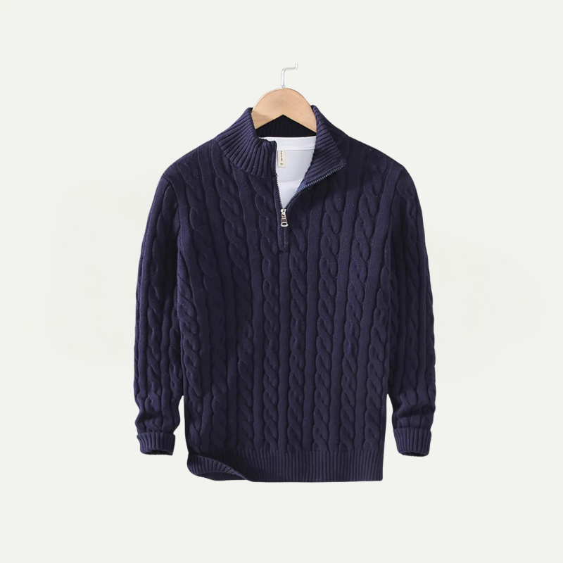 Lockerer Strickpullover mit Reißverschluss