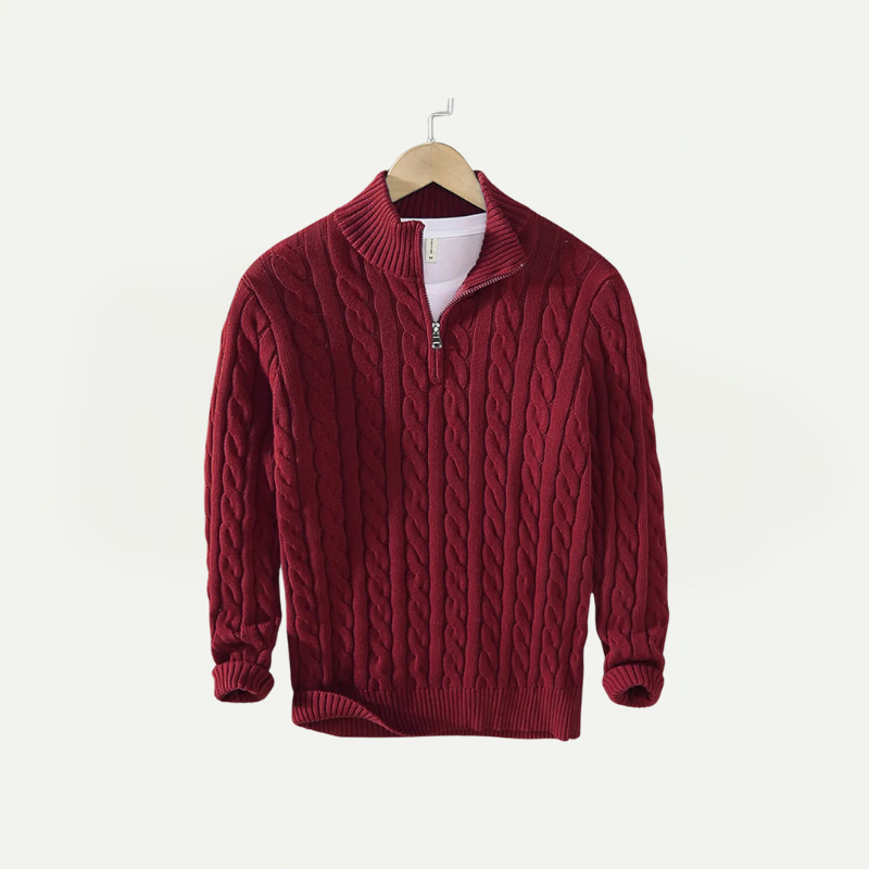 Lockerer Strickpullover mit Reißverschluss