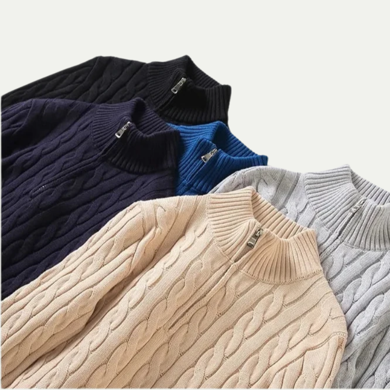 Lockerer Strickpullover mit Reißverschluss