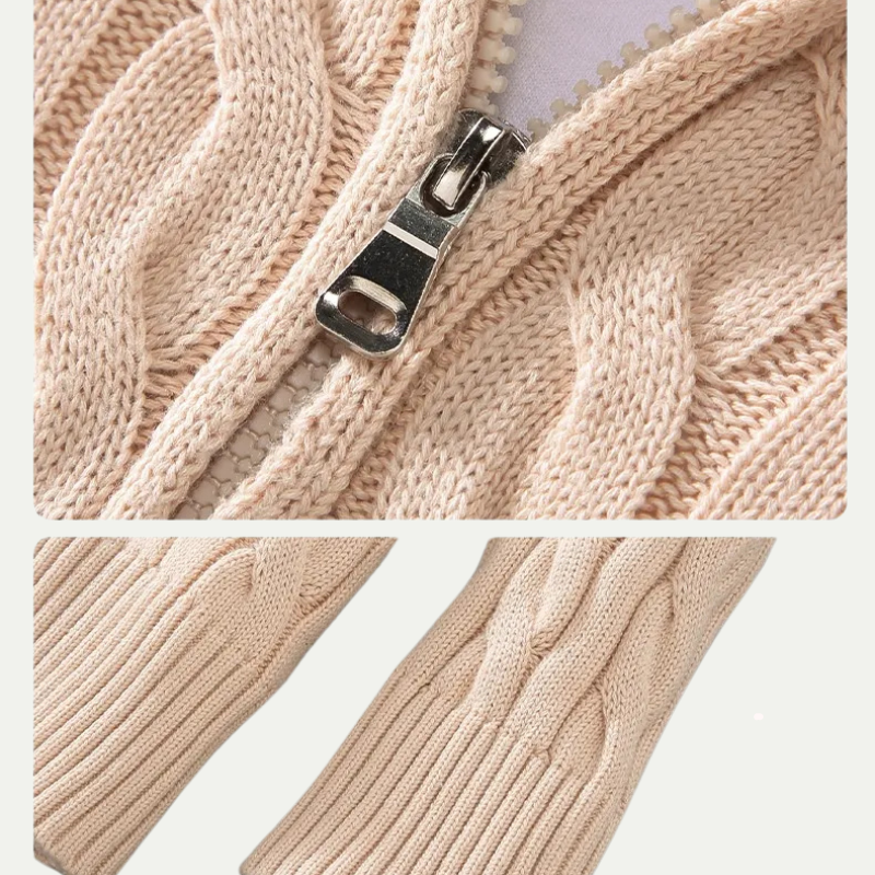 Lockerer Strickpullover mit Reißverschluss